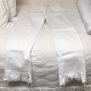 Zara white flare fringe jeans